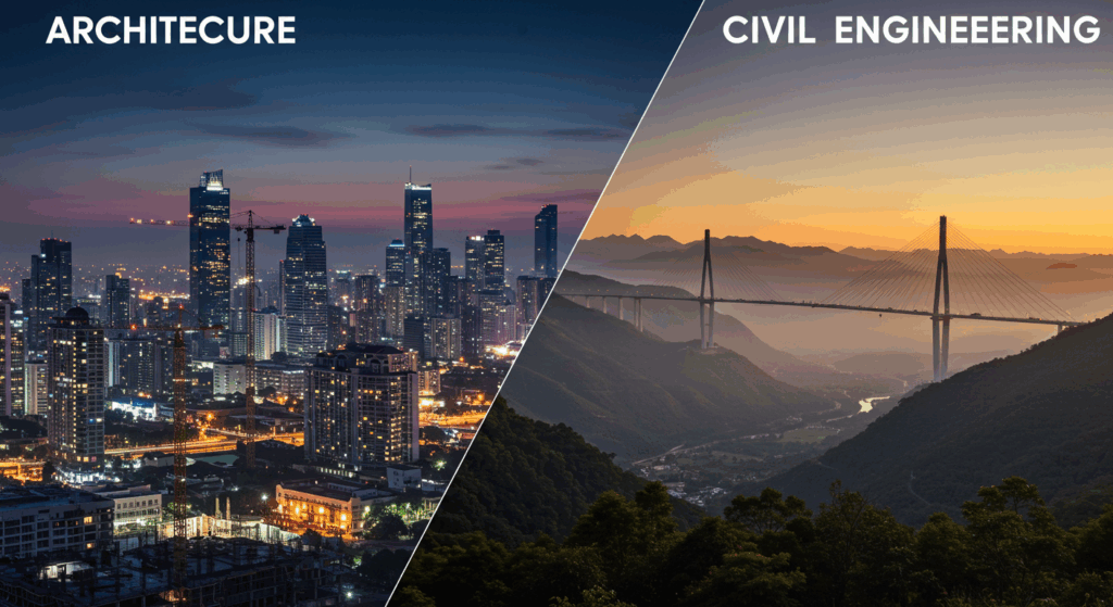 大前提：「建設」の中に「建築」と「土木」がある