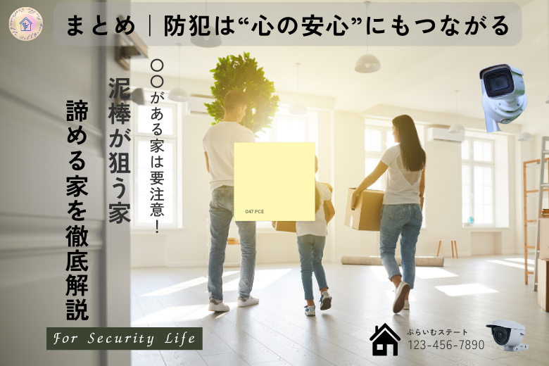 まとめ|防犯は“心の安心”にもつながる